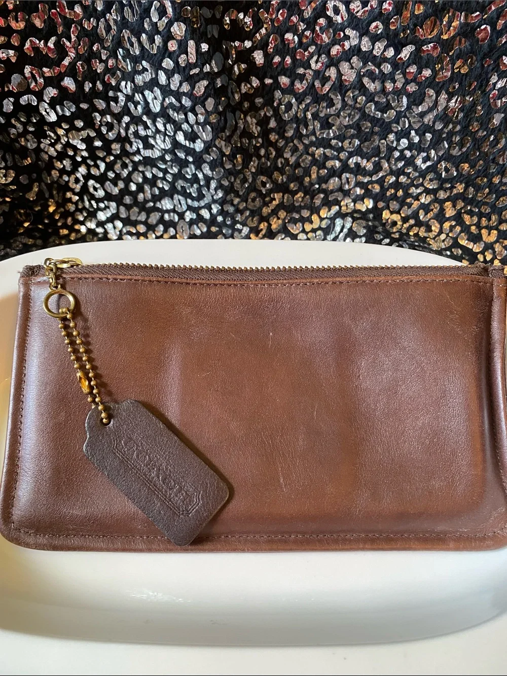Vintage 1980’s Coach Leather skinny case makeup pouch - Chocolate Brown - Picture 1 of 5